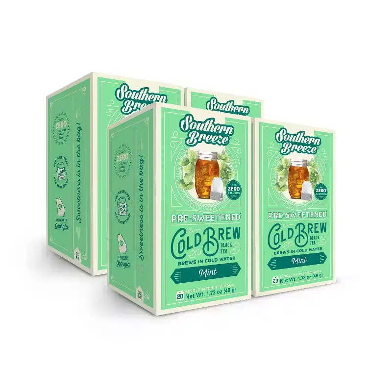 Southern Breeze Cold Brew Sweet Tea Mint Iced Tea with 20 Individually Wrapped Tea Bags, Pack of 4