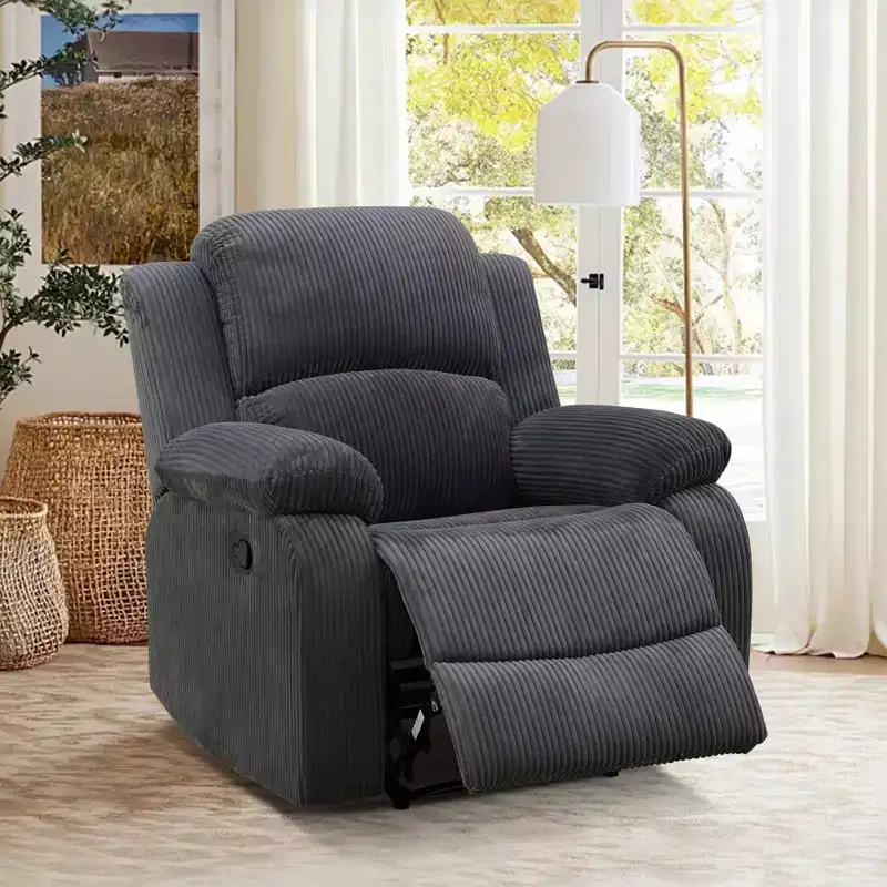 MAYEERTY Power Recliner Chair, Manual Fabric Reclining Chair with Adjustable Backrest for Living Room, Dark Grey