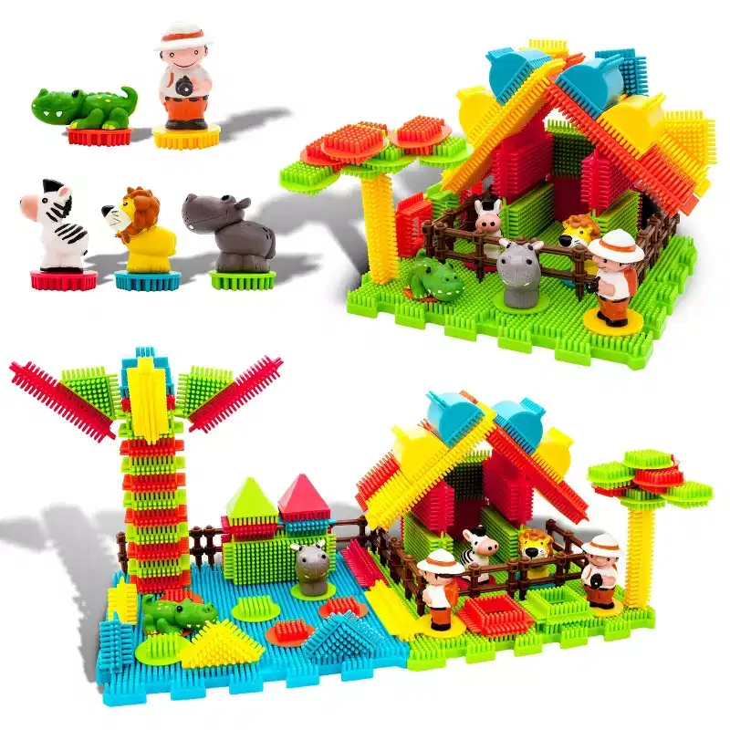 PICASSO-TILES 100PCS Hedgehog 3D Building Blocks, Safari Theme STEM Toy Set, Educational Learning Playset for Preschool Kids Age 3+ Brain Development