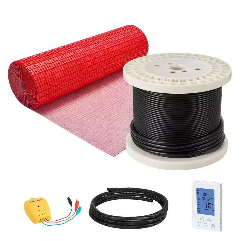 VEVOR 100 sqft Floor Heating Mat System, 120V Electric Radiant Heated Floor System, with Decoupling Membrane & Smart Control Thermostat & Alarm,Black