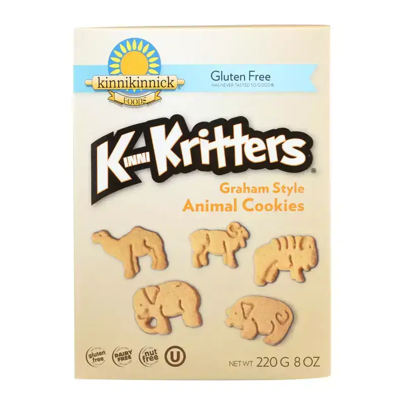 Kinnikinnick Kinnikritters Animal Cookies, Graham Style - Case of 6 - 8 oz