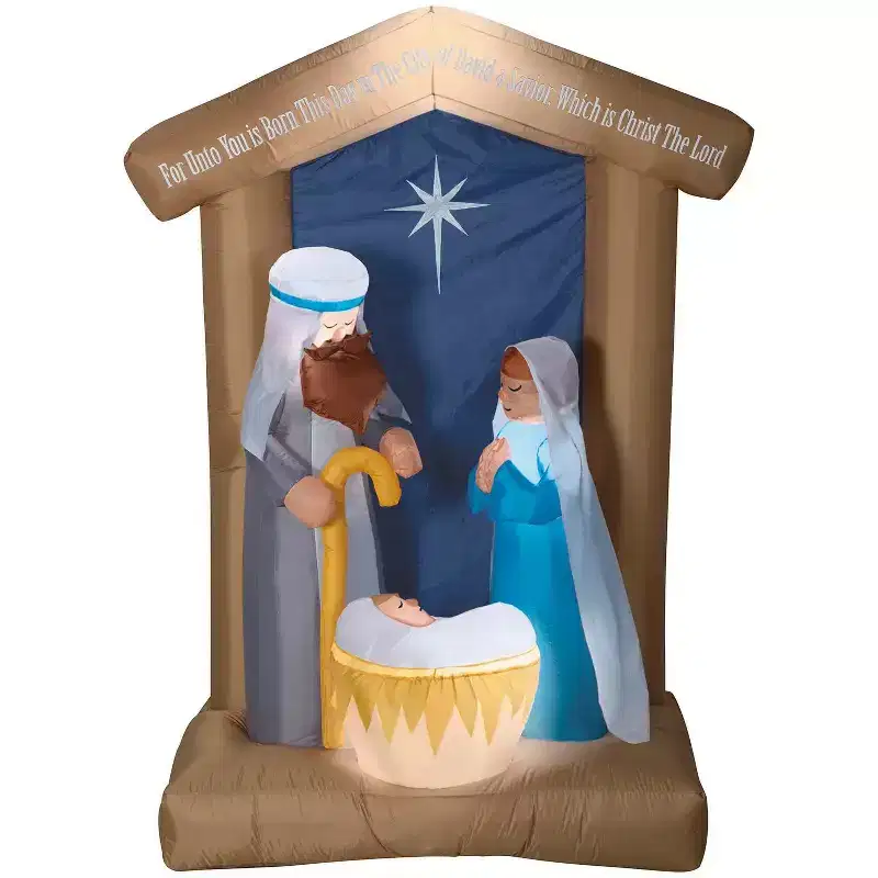 78 Airblown Inflatable Light-Up LED Nativity Scene with Archway Outdoor Yard Decoration