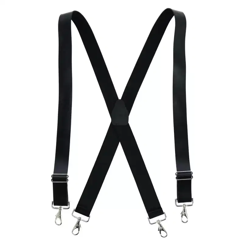 CTM Men's Smooth Coated Leather Wide Width Suspenders with Metal Swivel Hook Ends