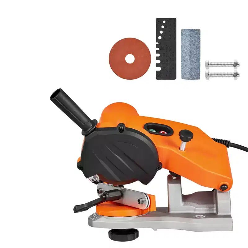 VEVOR Electric Chainsaw Sharpener, 85W Bench Saw Chain Sharpener 5000RPM, Chainsaw Sharpening Tool with 2 Grinding Wheels & LED Light, Orange&Black
