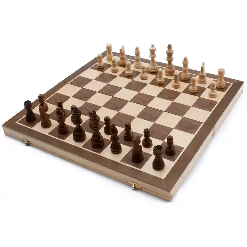 GSE 15 Magnetic Wooden Chess Game Set, Folding Chess Board Set with 32 Chessmen & Storage Box