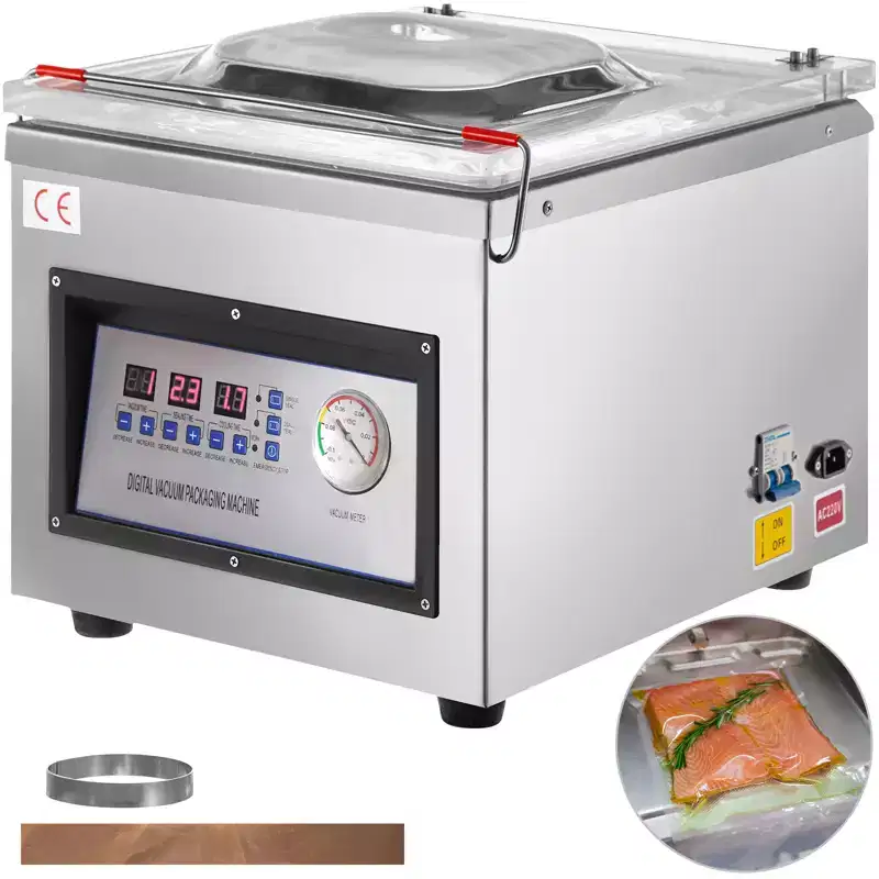 VEVOR Chamber Vacuum Sealer, 320W Sealing Power, Vacuum Packing Machine for Wet Foods, Meats, Marinades and More, with 12.6 in Sealing Length, Sliver