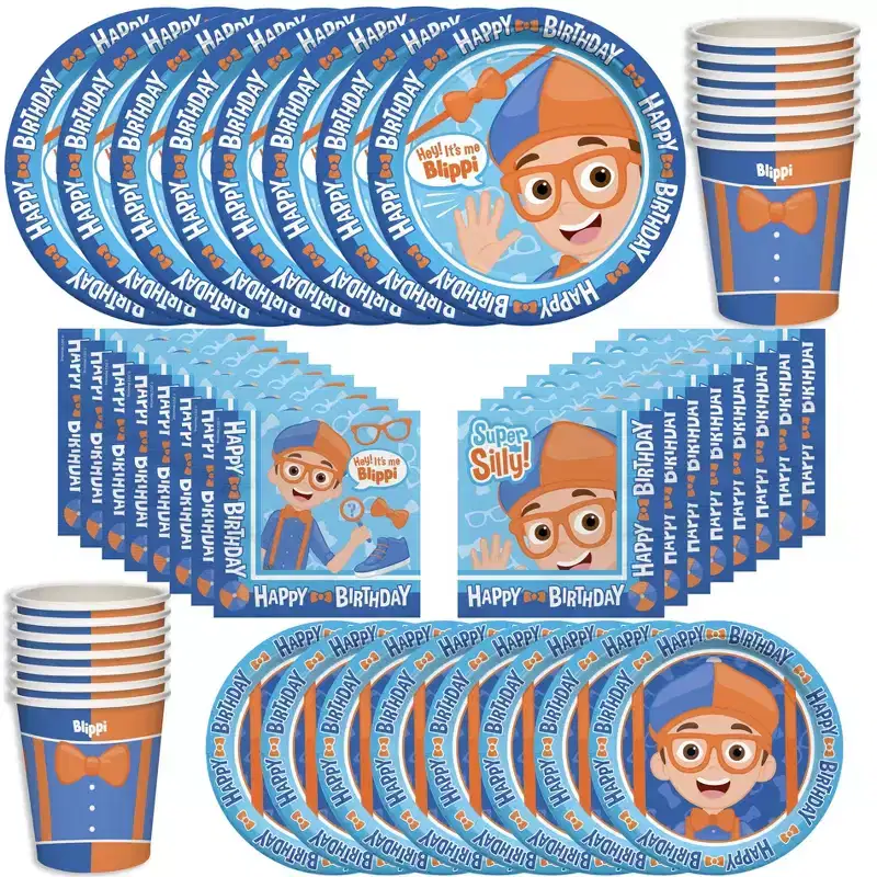 Treasures Gifted Blippi Birthday Party Tableware Classic Set for 24 Guests