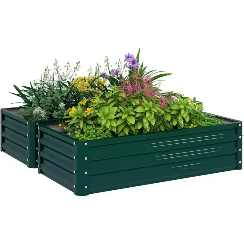 NAYSAYE Galvanized Raised Garden Bed, Metal Planter Box, for Growing Vegetables, Flowers, Herbs, Succulents, Green, 47.3*23.5*12