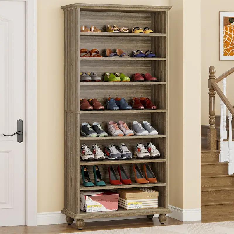 9-Tier Tall Shoe Storage Cabinet with LED Lighting