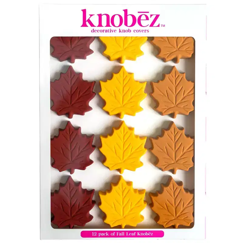 Knobz: Decorative Knob Cover, Fall Leaf, 12pk, Stretch Over Hardware Decoration