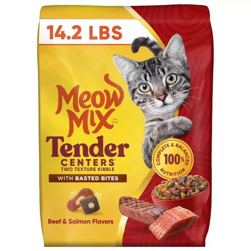 Meow Mix Tender Centers Basted Bites Salmon and Beef Flavor Dry Cat Food - 14.2lbs