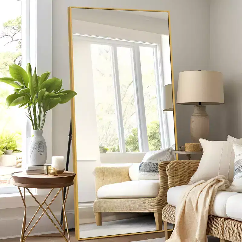 71H x 31W Full Length Mirror - Aluminum Alloy Frame, Freestanding or Wall-Mount