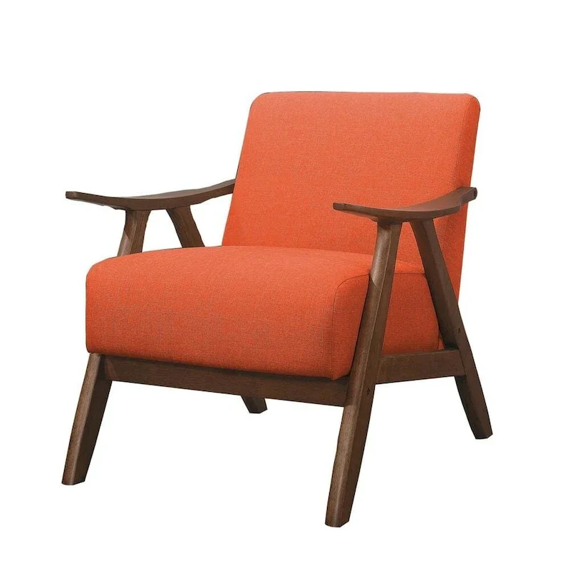 Accent Chair with Curved Armrests and Cushioned Seat &ndash; Orange