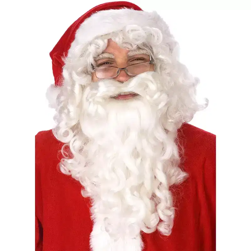 HalloweenCostumes.com One Size Fits Most Mens Santa Claus Wig and Beard Set, White