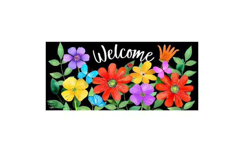 Briarwood Lane Whimsy Flowers Mini Mat 22x10 Indoor Outdoor Doormat