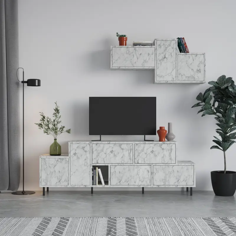 Hermes Modern TV Stand Multimedia Centre TV Unit With Storage Cabinet 171.2 cm