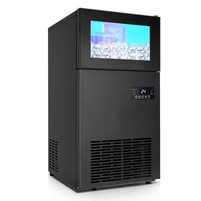 Hooure High-Capacity Ice Machine: 130 lb/24H, 35 lb Storage - Freestanding Commercial Ice Maker in Black
