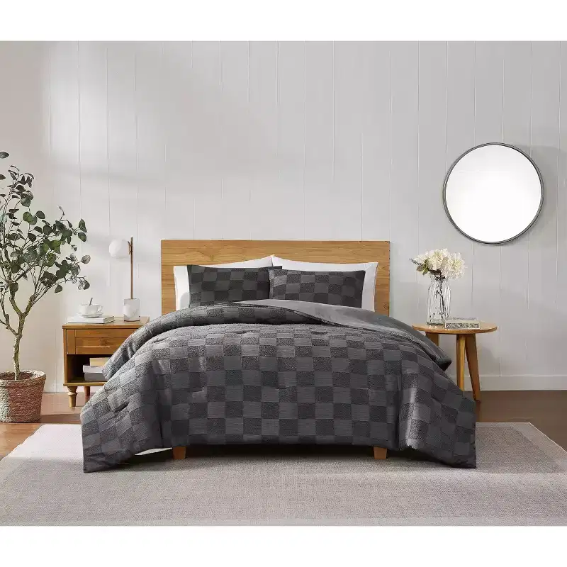 Truly Soft King Textured Checkered Duvet Covers 3pc Set King