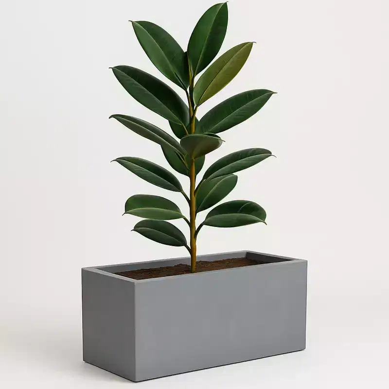 LeisureMod Flora Rectangular All-Weather Stone-Look Planter - 20-24 Inch Tall Flower Pot for Patio, Yard & Garden