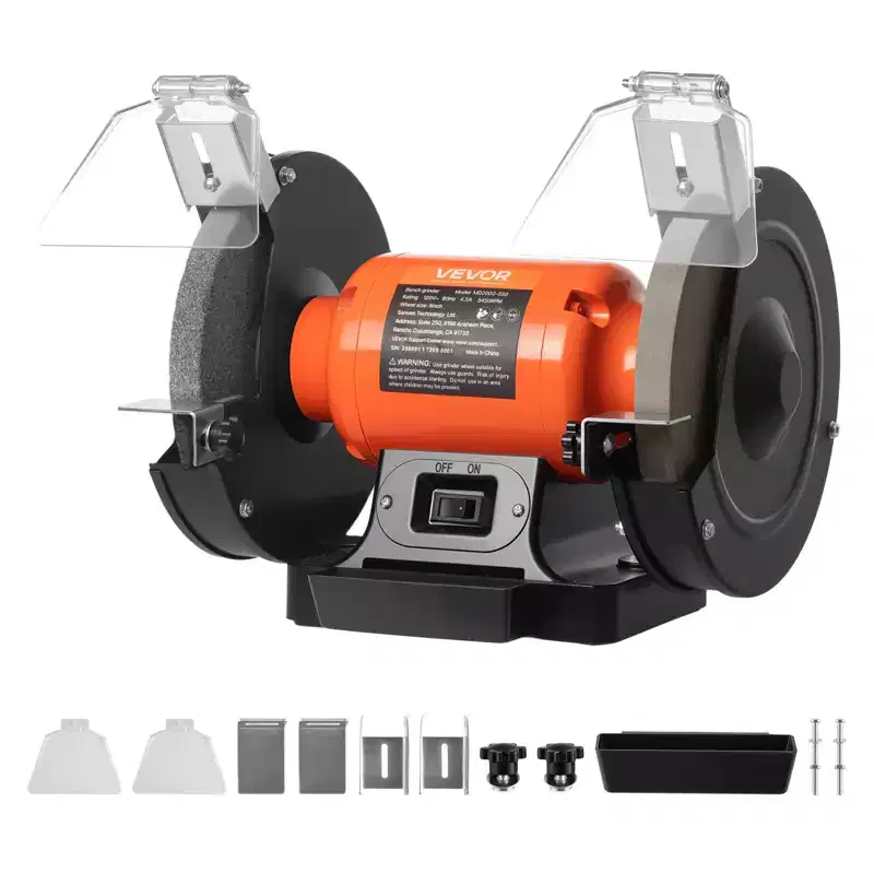 VEVOR Bench Grinder, 8-inch Single Speed Bench Grinder, 3450RPM High-Speed Table Grinders with 550W 4.5A Induction Motor, Orange