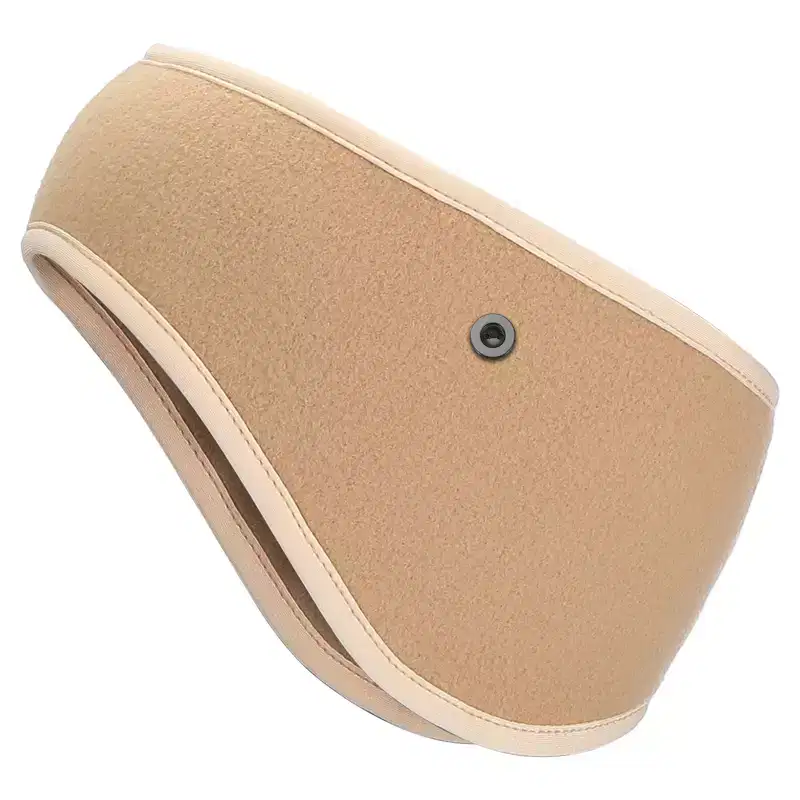 Unique Bargains Polar Fleece Stretchy Winter Running Sweatband with Button Ear Warmer Headband