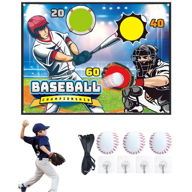 TITQWOP Sticky Baseball Toss Game Set  Indoor/Outdoor Throwing Toy with 3 Balls | Backyard, Birthday & Team Sports Gift for Kids Ages 3+