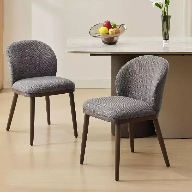 Modern Upholstered Dining Chairs Set of 2, Ergonomic Back, Sturdy Wood Legs, 265lbs Capacity, Comfortable Kitchen or Restaurant Seating, Linen