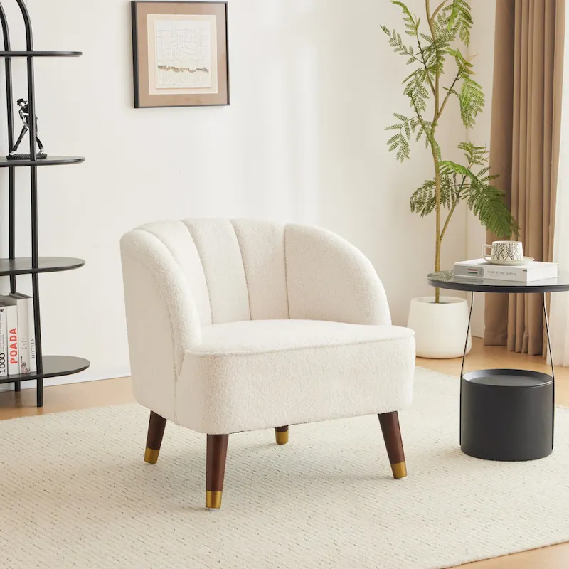 28.25" Velvet Upholstered Accent Chair with Tufted Back & Rubberwood Legs | 4 Colors