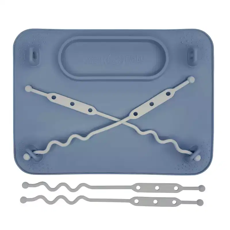 Busy Baby Silicone Placemat with 4 Straps for Toys and Utensil: Rectangle, Solid Pattern, 5 Pieces