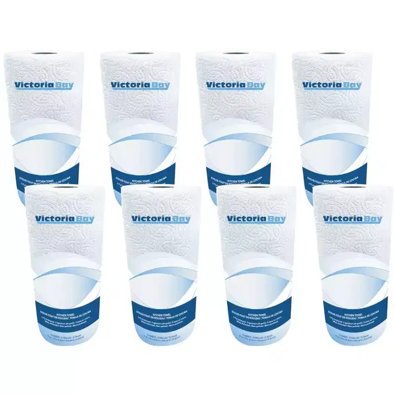 Victoria Bay Compostable Paper Towels FSC Certified Made in USA - Pack of 8