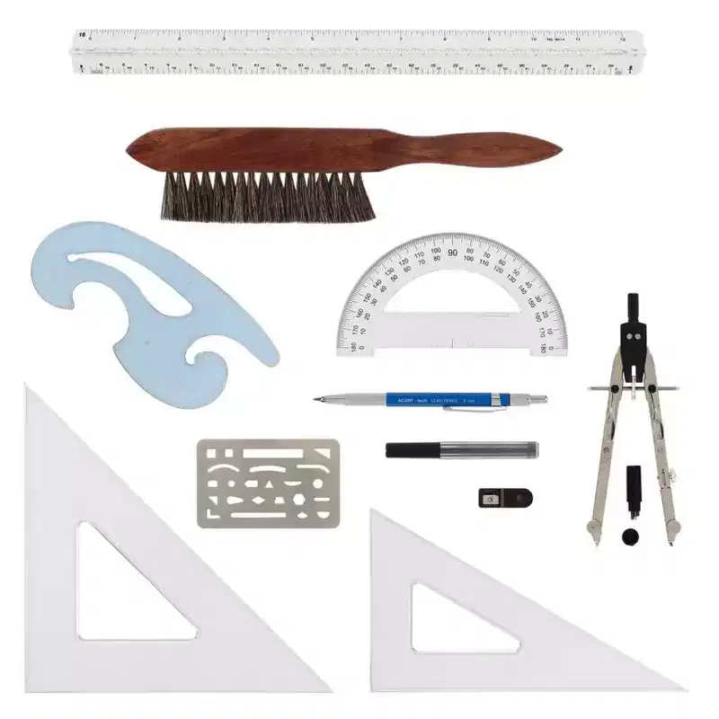 Acurit Drafting Tools & Drafting Kits - Essential Drafting Supplies for Professionals, Artists, Architects - Includes Triangular Scale, Erasing