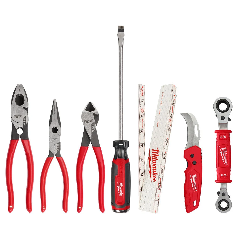Power Utility Hand Tool Set for Construction Projects 7-Piece