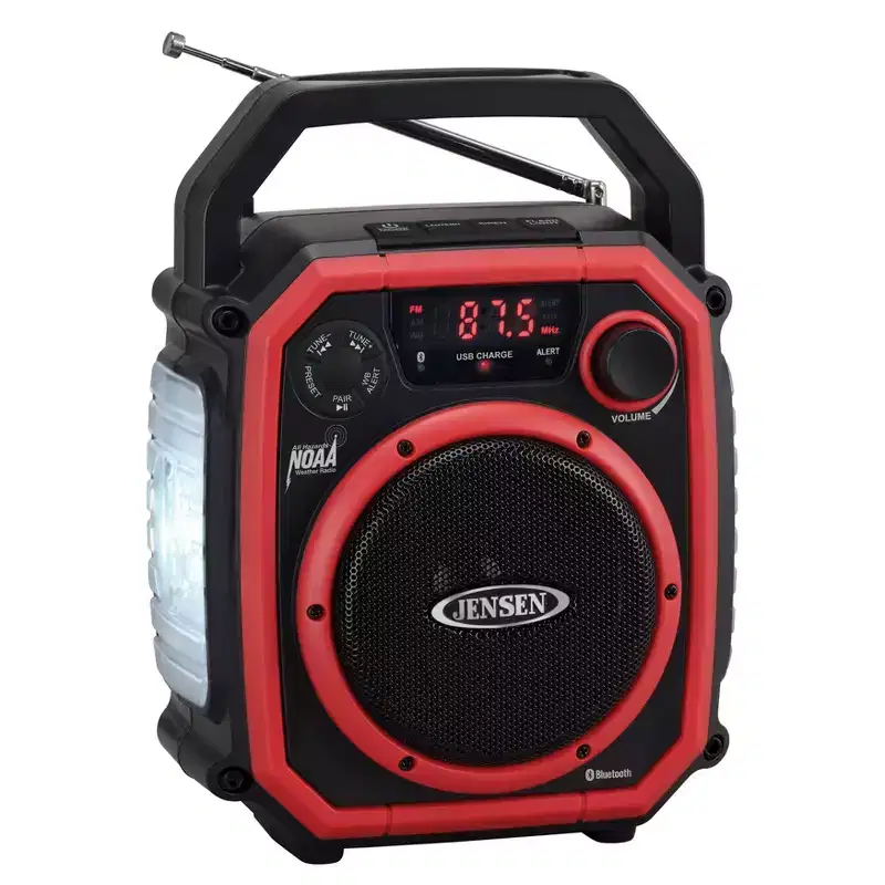 Jensen Portable Bluetooth Digital AM/FM Weather Band Radio with Light + Emergency USB Charging Port