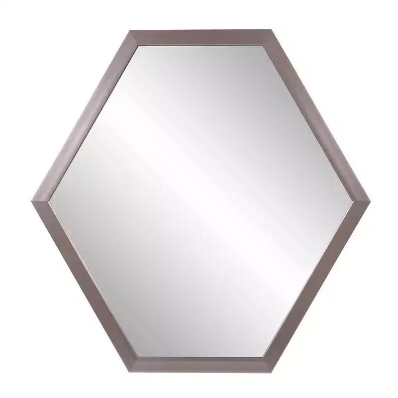 Hexagonal Wall Mirror with Graphite Foil Frame, Modern Industrial Decor, 30"