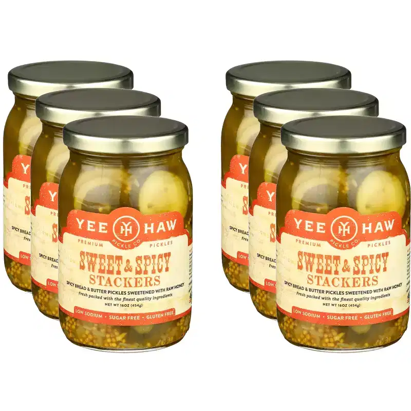 Yee Haw Pickles Sweet & Spicy Stackers - Case 6 - 16 oz