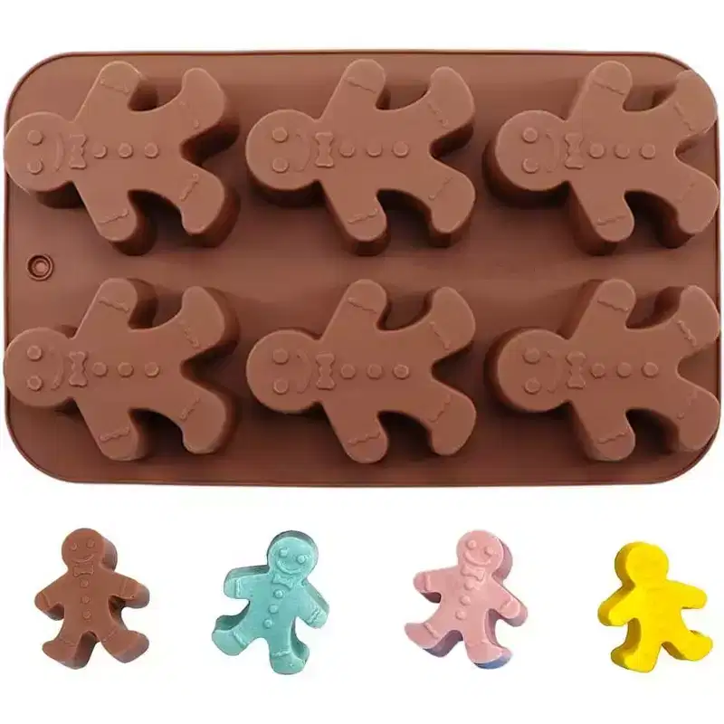 JDICTION Meltset Silicone Baking Mold Gingerbread Man Chocolate & Candy Mold for DIY Soap, Fondant, Cake Decorating