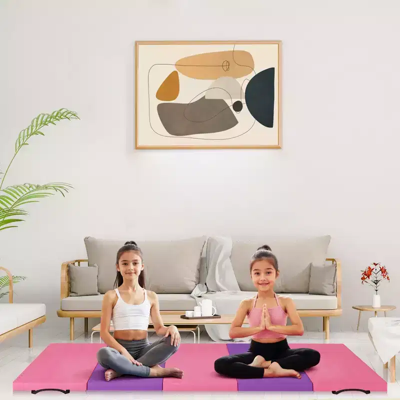 Folding Gymnastics Mat with Handles &ndash; 24"x70.8"x2" & 24"x74.4"x1.2" for Home Gym, Yoga & Kids