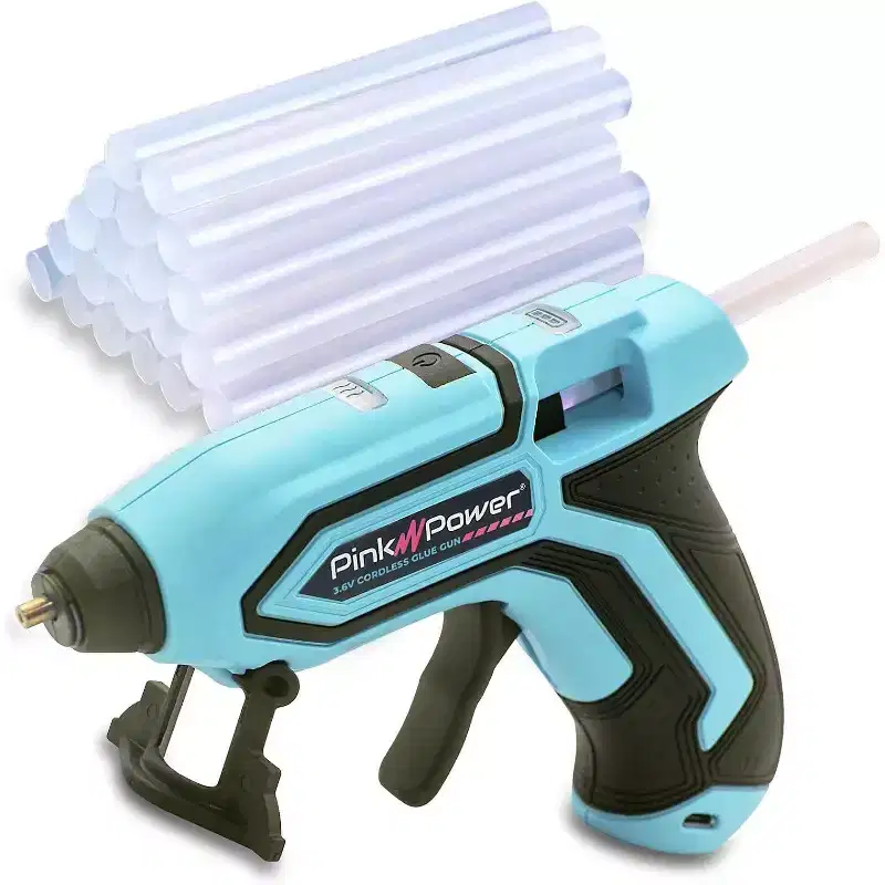 Pink Power Mini Cordless Hot Glue Gun Kit with Stand - 20 Sticks, Wireless, Fast Heating, Glue Gun - Aqua Splash