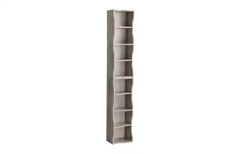 8-Tier Narrow Bookshelf with Adjustable Shelves & Wavy Border, Display Cabinet for Living Room
