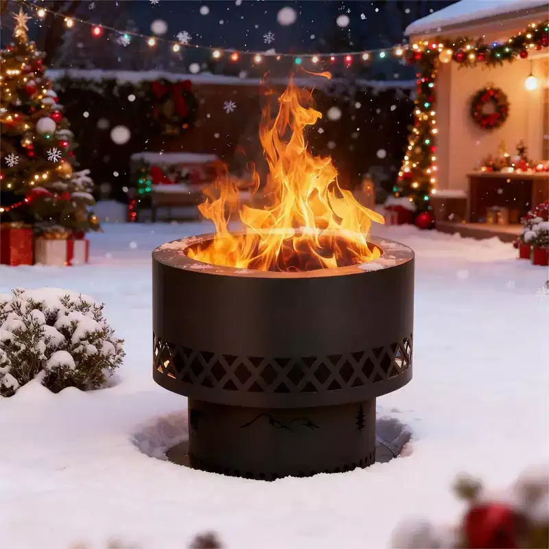 Smokeless Fire Pit Wood Burning Firepit Table - Removable Ash Pan & Dust Bag Included - Outdoor Fireplace for Patio,Camping,Bonfire, Backyard BBQ