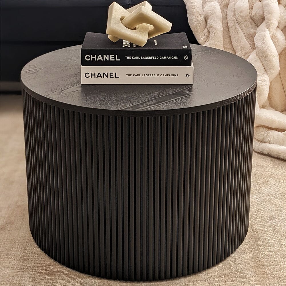 Black Round Wooden Coffee Table