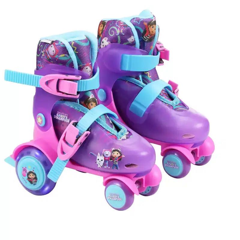 Gabbys Dollhouse Trainer Roller Skates, Adjustable Size J9-J12, Light-Up Wheels, Ages 3+