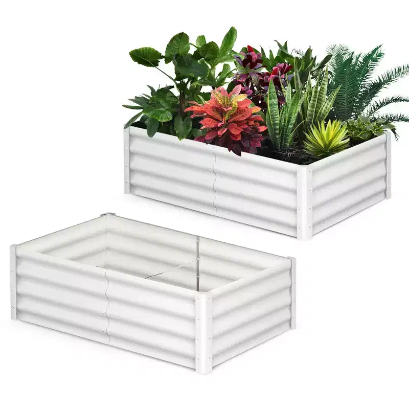 Garvee 2 Pack Raised Garden Bed, 6x3x1FT Galvanized Raised Bed, Outdoor Planter Beds with Safety Edge and Open Base for Vegetables Flowers