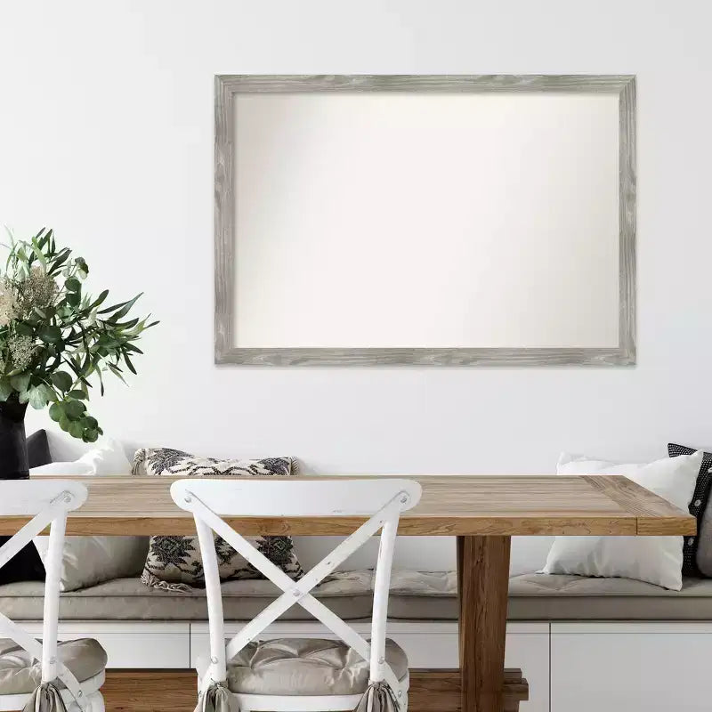 39" x 27" Non-Beveled Dove Gray Wash Square Wall Mirror