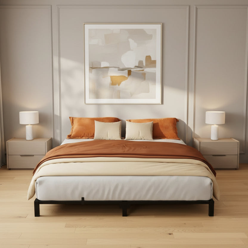 8 Inch King Size Metal Bed Frame, Low Profile Platform with Sturdy Mattress Foundation, Noise Free Easy Assembly, No Box Spring Needed