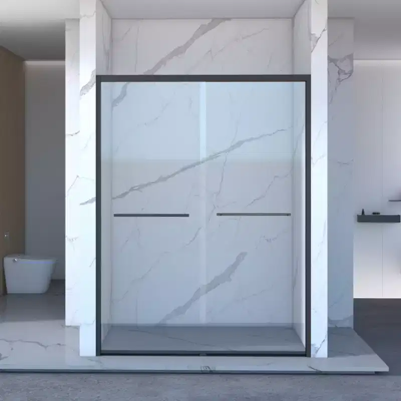 MAYEERTY 56-60 W x70 H Aluminum Frame Double Sliding Shower Door, Bypass Bathroom Sliding Door with Premium Tempered Glass, Matte Black Finished