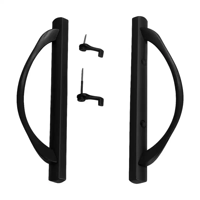 Brixwell 13-588b Patio Door Handle Set with Tail Pieces, 3-15/16 Hole Spacing, Black Finish