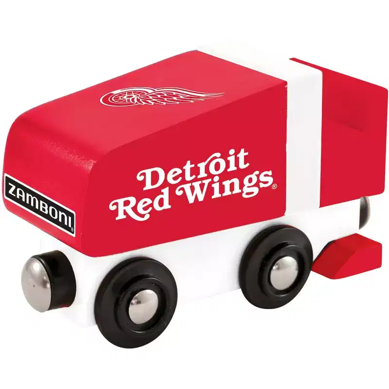 MasterPieces Officially Licensed NHL Detroit Red Wings Wooden Toy Zamboni Train Engine For Kids