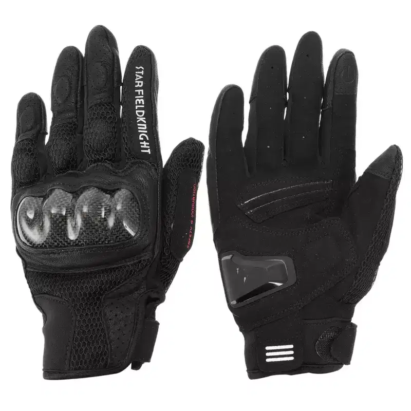 Unique Bargains Full Finger Motorcycle Gloves Carbon Fiber Pattern 1 Pair