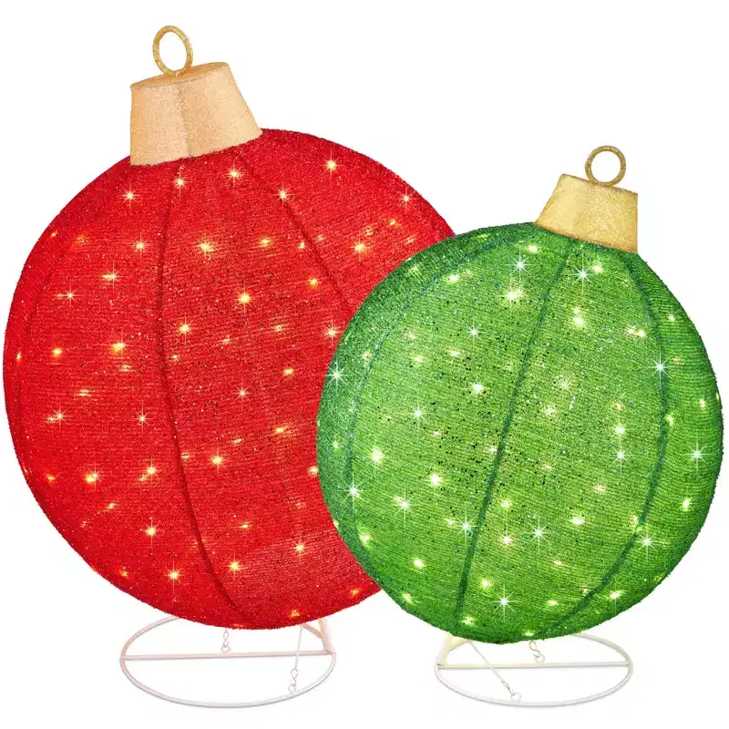 Best Choice Products 2pc Large Outdoor Christmas Ornament Set, Lighted Pop-Up Ball Holiday Dcor